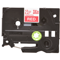 Juostelė spausdintuvui 12mm balta ant raudono [8m] - BROTHER