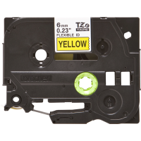 Juostelė spausdintuvui 6mm juoda ant geltono itin lanksti, laminuota [8m] - BROTHER