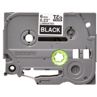 Juostelė spausdintuvui 6mm balta ant juodo [8m] - BROTHER