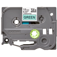 Juostelė spausdintuvui 12mm juoda ant žalio [8m] - BROTHER