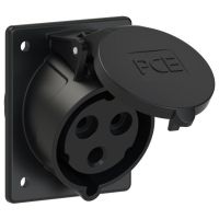 Lizdas CEE į/l 3P 32A 230V 6h IP44 juodas kampinis [80x97] - PCE