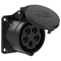 Lizdas CEE į/l 5P 16A 400V 6h IP44 TT juodas [70x70] - PCE