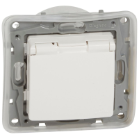 Lizdas p/t SCHUKO baltas IP44 su dangteliu be rėmelio 16A 250V NILOE - LEGRAND
