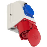 Lizdas CEE v/t 5P 32A 400V + SCHUKO 3P 16A IP44 - PCE