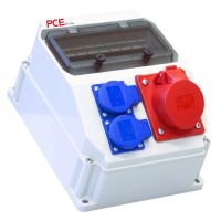 Skydelis v/t 9 modulių su lizdais SCHUKO 2x16A CEE 5P 16A 2xM25 IP54 [255x204x140] STAR ECOline - PCE