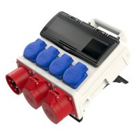 Skydelis v/t 12 modulių su lizdais nešiojamas SCHUKO 4x16A, CEE 2x5P 16A, 5P 32A IP44/54 [264x250x92] HORN - PCE