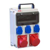 Skydelis v/t 10 modulių su lizdais SCHUKO 3x16A, CEE 5P 16A, 5P 32A, IP54 HEL ECOline - PCE