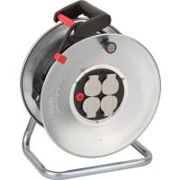 Ilgiklis-ritė 50m 4 lizdų H05VV-F 3x1.5 PVC izoliuotas IP20 su termine apsauga metalinis būgnas Garant S4E - BRENNENSTUHL