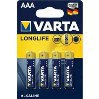 Elementas galvaninis šarminis LR03 AAA 1.5V LONGLIFE [pak. po 4 vnt.] - VARTA
