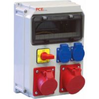 Skydelis v/t 10 modulių su lizdais SCHUKO 2x16A, CEE 5P 16A, 5P 32A ir jungikliu On/Off IP54 HEL ECOline - PCE