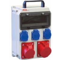 Skydelis v/t 10 modulių su lizdais SCHUKO 3x16A, CEE 5P 16A, 5P 32A, IP54 HEL ECOline - PCE