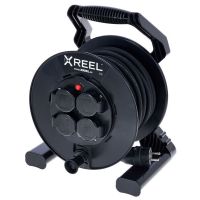 Ilgiklis-ritė 30m 4 lizdų H05RR-F 3x2.5 guminis juodas IP54 su termine apsauga XREEL - PCE