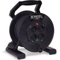 Ilgiklis-ritė 20m 4 lizdų H05RR-F 3x1.5 guminis juodas IP20 su termine apsauga XREEL - PCE
