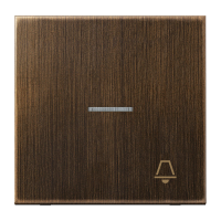 Klavišas viengubas jungikliui su apšvietimu su simboliu skambutis sendinto žalvario spalvos LS - JUNG