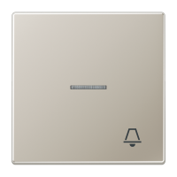 Klavišas viengubas jungikliui su apšvietimu ir skambučio simboliu plieno spalvos LS - JUNG