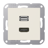 Lizdas p/t HDMI ir USB 2.0 dramblio kaulo spalvos A - JUNG