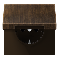 Lizdas p/t SCHUKO 16A 250V su dangteliu sendinto žalvario spalvos LS - JUNG