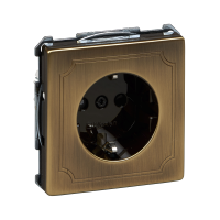 Lizdas p/t SCHUKO be rėmelio su apsauga nuo vaikų užspaudžiami kontaktai sendinto žalvario spalvos 16A 250V Antique Merten - SCHNEIDER ELECTRIC