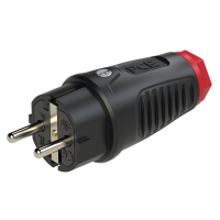 Kištukas a/k SCHUKO guminis su įžeminimu 16A/250V juodas, raudonas sandariklis IP54 TAURUS2 - PCE