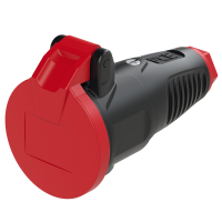 Lizdas SCHUKO a/k guminis su dangteliu 16A 230V juodas/raudonas IP54 TAURUS2 - PCE