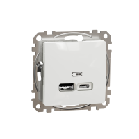 Lizdas p/t dvigubas USB A 2.1A ir USB C 2.4A 12W be rėmelio baltos spalvos SEDNA DESIGN - SCHNEIDER ELECTRIC