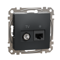 Lizdas kompiuterinis p/t be rėmelio 1x8 RJ45 Kat.6 UTP + TV antracito spalvos Sedna Design - SCHNEIDER ELECTRIC