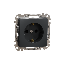 Lizdas p/t su įžeminimu IP20 be rėmelio su apsauga nuo vaikų užspaudžiami kontaktai antracito spalvos 16A 250V SEDNA DESIGN - SCHNEIDER ELECTRIC