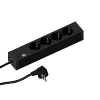 Lizdų blokas v/t SCHUKO 4x230V H05VVF-F 3x1.5mm2 2m, juodas Connect line 420.0017 - BACHMANN