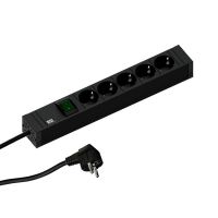 Lizdų blokas v/t SCHUKO 5x230V H05VVF-F 3x1.5mm2 2m jungiklis, juodas Connect line 420.0013 - BACHMANN