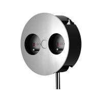 Blokas lizdų į stalą SCHUKO 2x230V apvalus, su rėmu D115 aliumininis spalvos TWIST 2S - BACHMANN