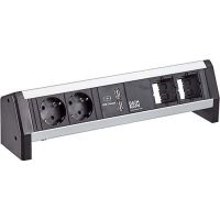 Lizdų blokas v/t SCHUKO 2x230V 1xUSB + 2 moduliai, GST18 jungtis ant kabelio 1m DESK1 - BACHMANN