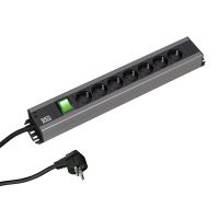 Lizdų blokas SCHUKO 7x230V 19" su jungikliu H05VV-F 3x1.5mm2 2m HANDWERKERLEISTE - BACHMANN