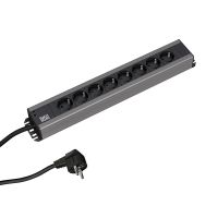 Lizdų blokas SCHUKO 8x230V 19" be jungiklio H05VV-F 3x1.5mm2 2m HANDWERKERLEISTE - BACHMANN