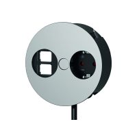 Lizdų blokas į stalą SCHUKO 1x230V + 2moduliai matinės chromo spalvos, GST18 jungtis TWIST - BACHMANN