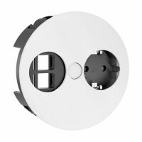 Lizdų blokas į stalą SCHUKO 1x230V + 2moduliai matinės baltos spalvos, GST18 jungtis TWIST - BACHMANN