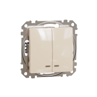Jungiklis p/t dvigubas IP20 be rėmelio dramblio kaulo spalvos su pašvietimu 10A 250V LED SEDNA DESIGN - SCHNEIDER ELECTRIC