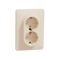 Lizdas p/t dvigubas su įžeminimu IP20 su apsauga nuo vaikų užspaudžiami kontaktai dramblio kaulo spalvos 16A 250V SEDNA DESIGN - SCHNEIDER ELECTRIC