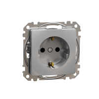 Lizdas p/t SCHUKO be rėmelio su apsauga nuo vaikų varžtiniai kontaktai aliuminio spalvos 16A 250V SEDNA DESIGN - SCHNEIDER ELECTRIC