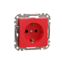 Lizdas p/t SCHUKO be rėmelio su apsauga nuo vaikų užspaudžiami kontaktai raudonas 16A 250V SEDNA DESIGN - SCHNEIDER ELECTRIC