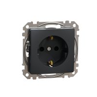 Lizdas p/t SCHUKO be rėmelio su apsauga nuo vaikų varžtiniai kontaktai antracito spalvos 16A 250V SEDNA DESIGN - SCHNEIDER ELECTRIC