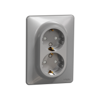Lizdas p/t SCHUKO dvigubas aliuminio spalvos 16A 250V SEDNA - SCHNEIDER ELECTRIC