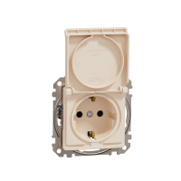 Lizdas p/t SCHUKO su dangteliu be rėmelio su apsauga nuo vaikų užspaudžiami kontaktai dramblio kaulo spalvos 16A 250V SEDNA DESIGN - SCHNEIDER ELECTRIC