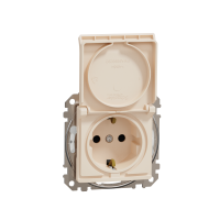 Lizdas p/t SCHUKO su dangteliu IP44 be rėmelio su apsauga nuo vaikų varžtiniai kontaktai dramblio kaulo spalvos 16A 250V SEDNA DESIGN - SCHNEIDER ELECTRIC