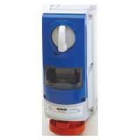 Lizdas CEE vertikalus 5P 63A su saugiklių laikikliais 400V IP66 6h su kirtikliu su dėže - GEWISS