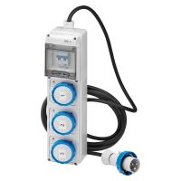 Ilgiklis CEE 4m 3P 16A lizdai 3x3P16A, RCBO 2P 30mA 16A C IP65 -GEWISS