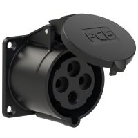 Lizdas CEE į/l 4P 32A 400V 6h IP44 TT juodas [70x70] - PCE