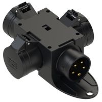Šakotuvas v/t su lizdais 3xCEE 5P 16A 400V + kištukas CEE 5P 16A 400V IP44 juodas - PCE