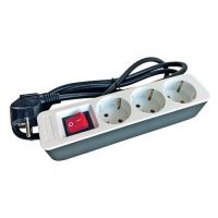 Ilgiklis 1.4m 3 lizdų H05VV-F 3x1.5mm2 su jungikliu IP20 baltas/pilkas PTSDS 3w/g - PROTEC