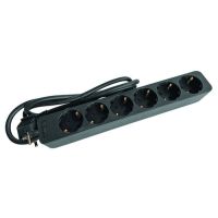 Ilgiklis 1.4m 6 lizdų H05VV-F 3x1.5mm2 IP20 juodas PTSD 6s - PROTEC