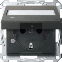 Lizdas p/t SCHUKO su dangteliu IP20 be rėmelio su apsauga nuo vaikų su pašvietimu ir markiravimo vieta užspaudžiami kontaktai antracito spalvos 16A 250V System M - SCHNEIDER ELECTRIC
